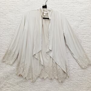 Cardigan Open Beige Lace Boho Romantic Fairy Whimsycore Draped Sueded Y2K Size L